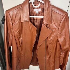 Chestnut brown ladies leather jacket